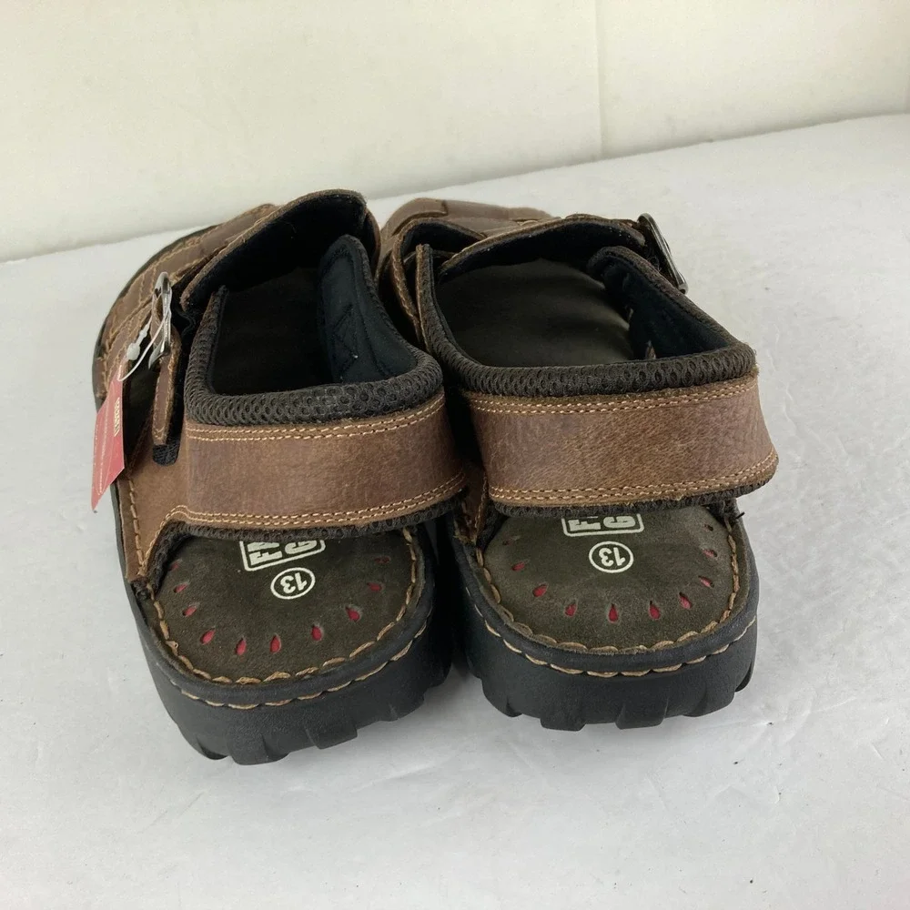VTG NWT Faded Glory Y2K Retro Earthy Mens 13 Brown Leather Fisherman‎ Sandals